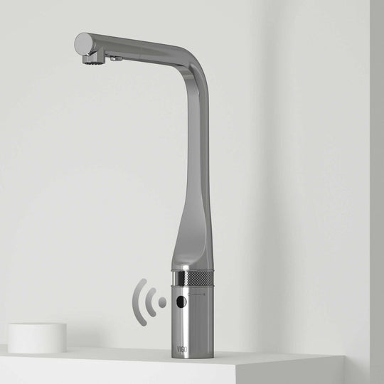 VIGO Jewel Touchless Kitchen Faucet in chrome with motion sensor and pull-out sprayer for modern kitchens