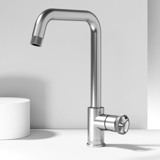 High-arc stainless steel kitchen faucet with ceramic disc cartridge and spot-resistant finish