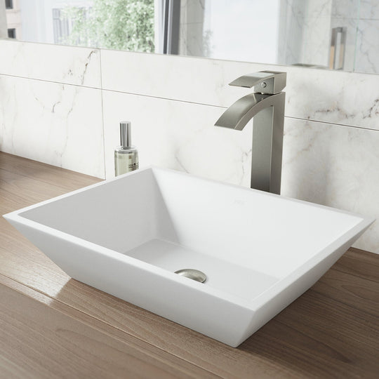 Handmade matte stone vessel sink for bathroom, fade and scratch resistant