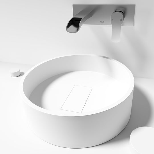 Modern round bathroom sink with matte white finish and handmade craftsmanship