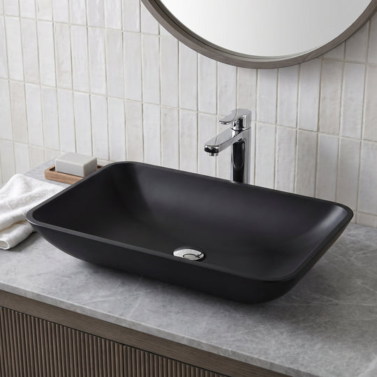 Matte Shell Rectangular Vessel Bathroom Sink