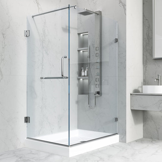 Shower enclosure with 79-inch height and left-sided opening design
