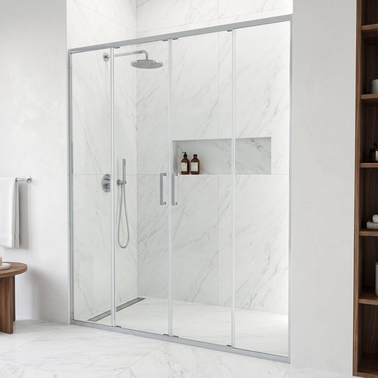 Paloma Center Opening Double Sliding Doors with Two Fixed Panels
