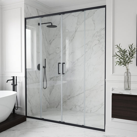 Paloma Center Opening Double Sliding Doors with Two Fixed Panels