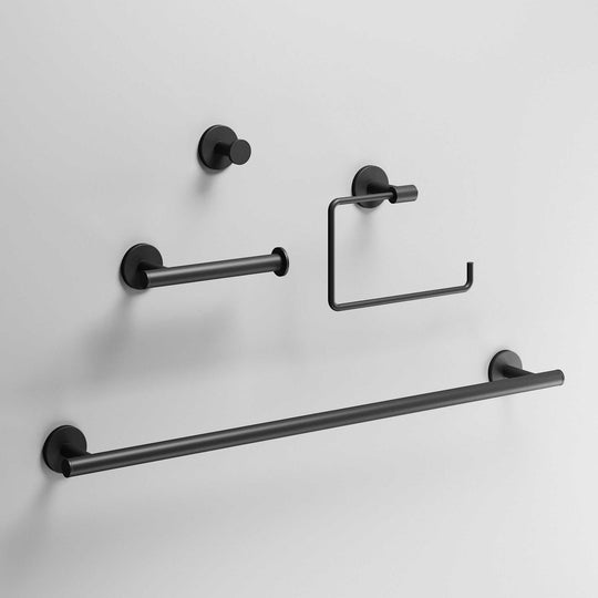 Elan 4-Piece Bath Hardware Set with 24 in. Towel Bar, Toilet Paper Holder, Hand Towel Holder, Hook