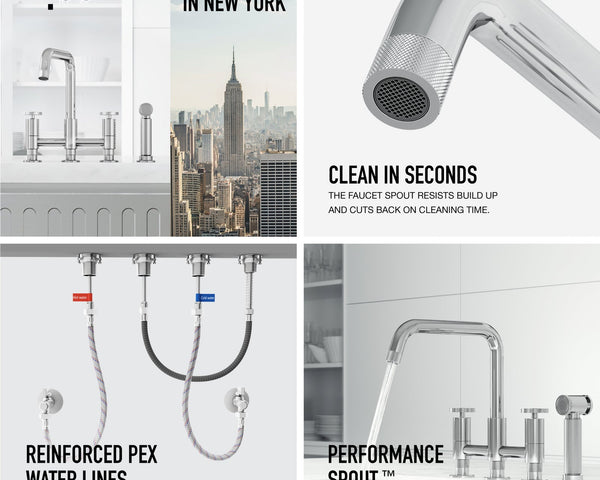 Cass Pull-Out Bridge Kitchen Faucet