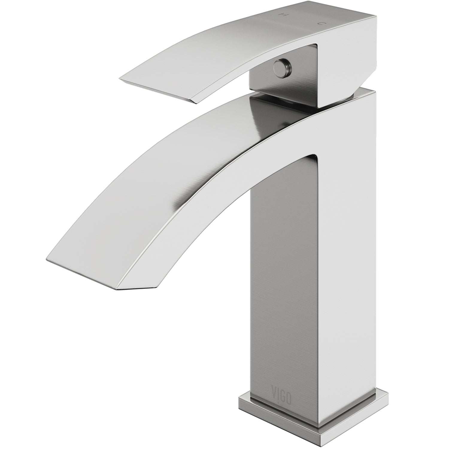 Modern deck-mounted faucet in brushed nickel with ceramic disc valve