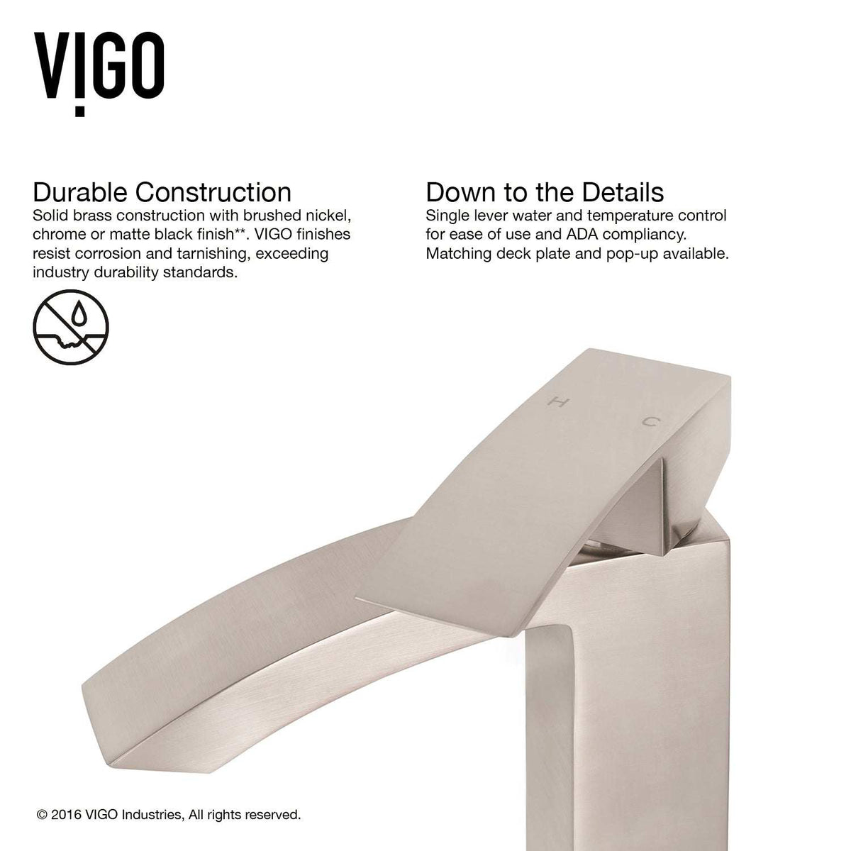 Single hole faucet with lever handle and fingerprint-resistant brushed nickel finish