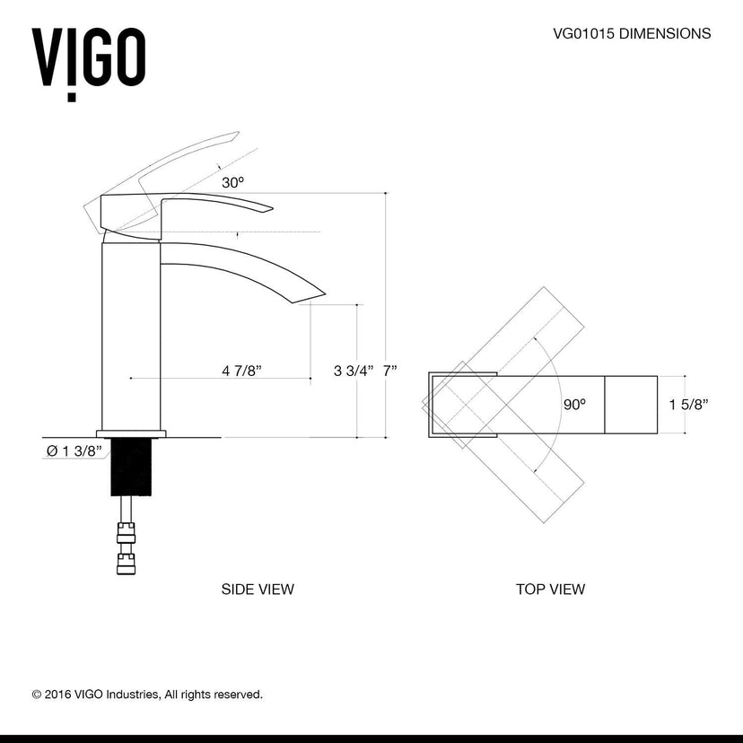 7-inch tall single hole faucet with compression connections and lever handle