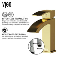 Modern deck-mounted faucet in matte brushed gold with ceramic disc valve
