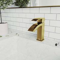 Single hole faucet with lever handle and fingerprint-resistant matte brushed gold finish