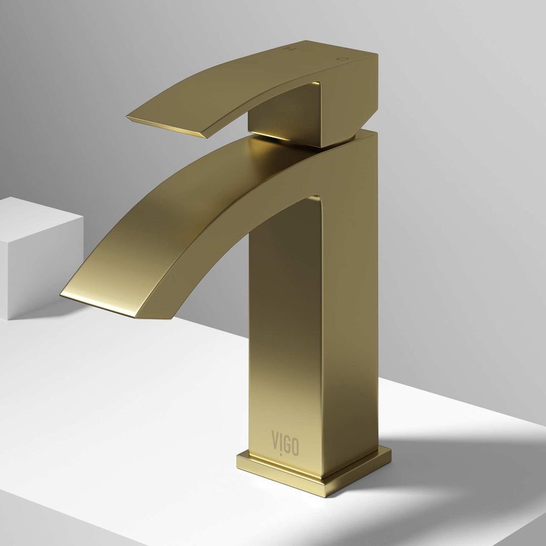 Single hole bathroom faucet with waterfall spout and corrosion-resistant finish