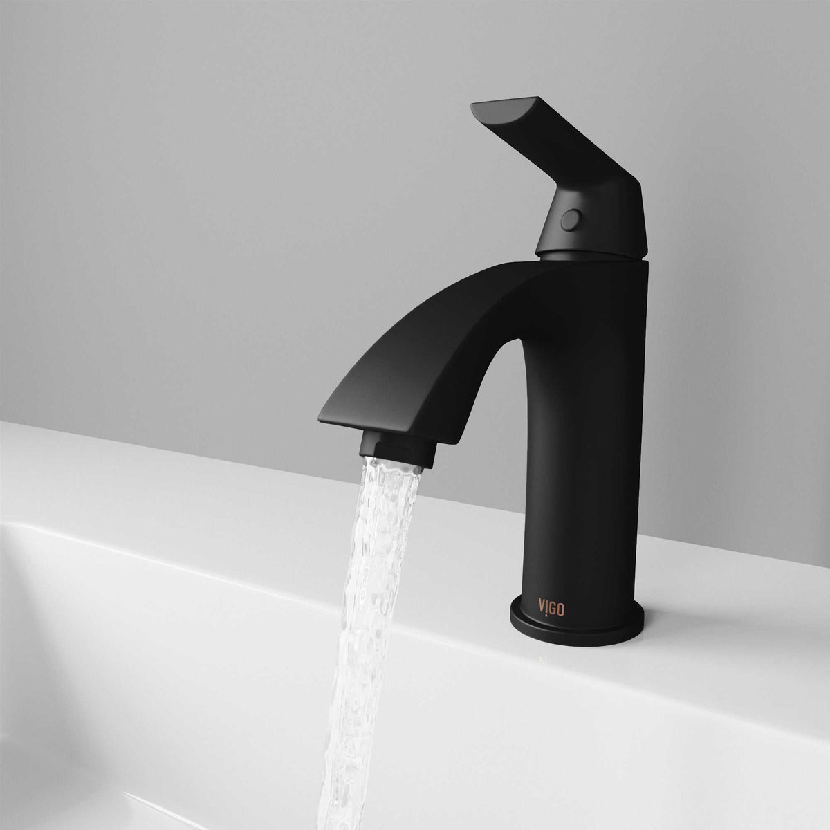 Contemporary matte black faucet featuring ceramic disc cartridge and included mounting hardware