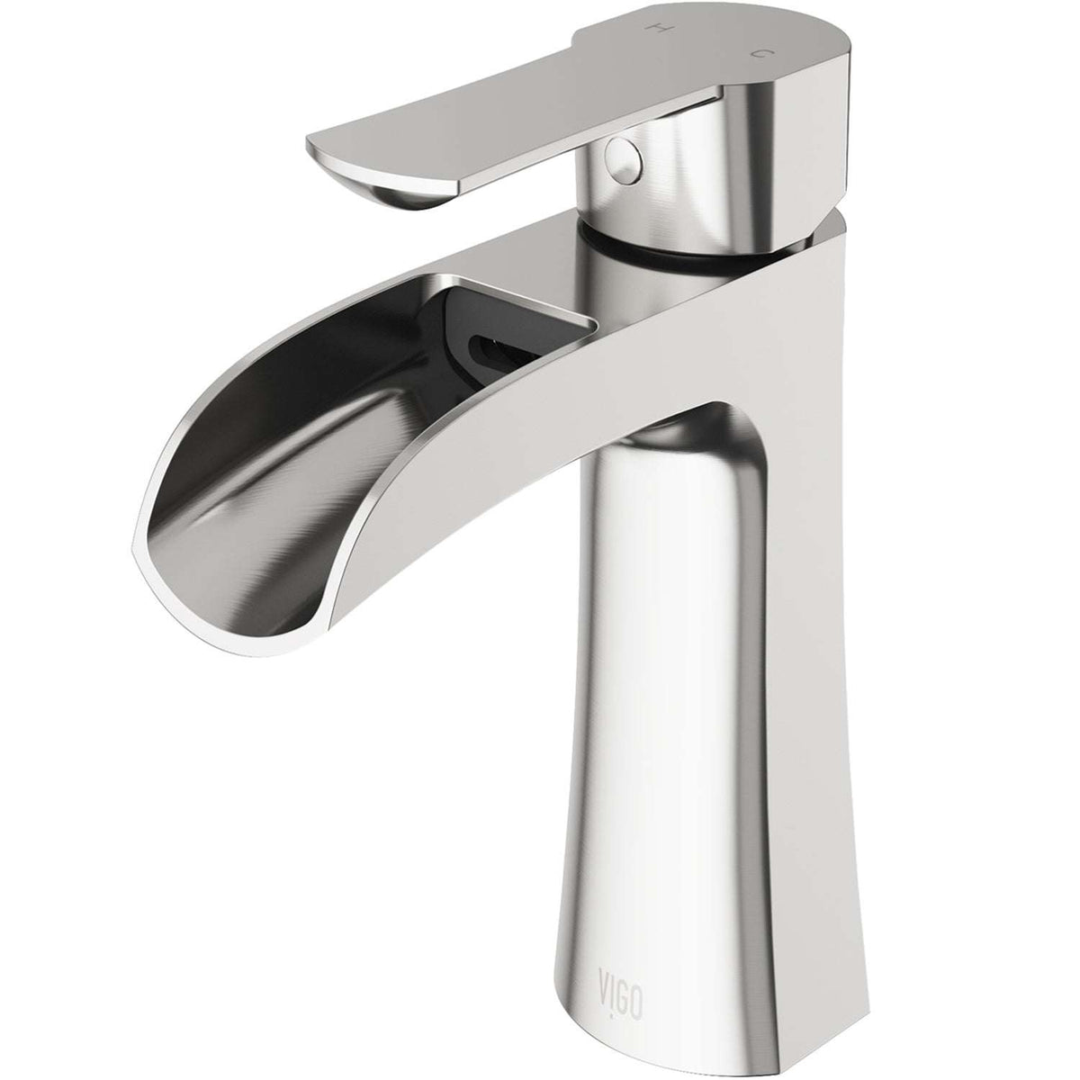 VIGO Paloma Single Handle Single Hole Bathroom Faucet in Matte Brushed Gold with waterfall open spout and ergonomic handle