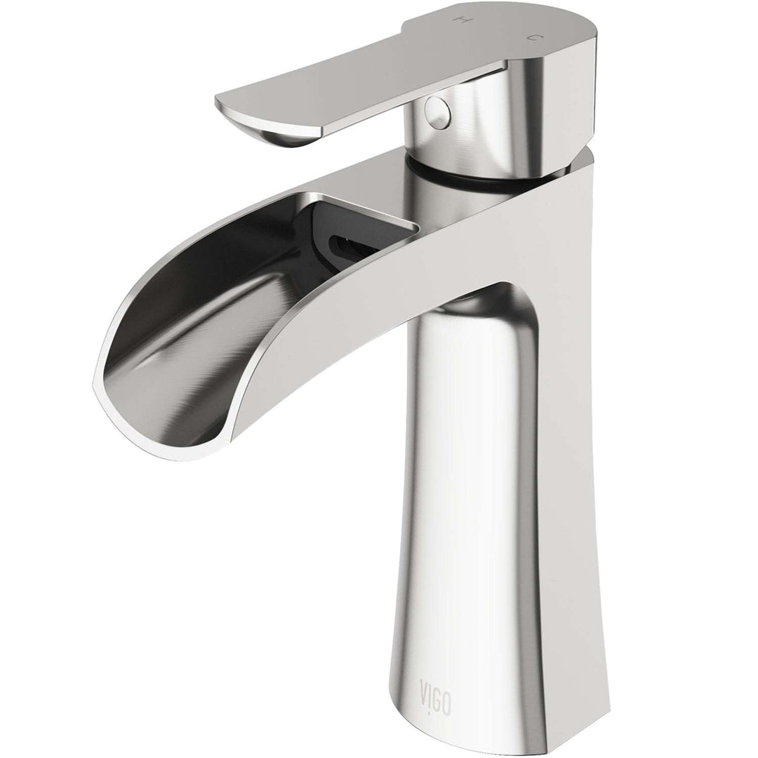 VIGO Paloma Single Handle Single Hole Bathroom Faucet in Matte Brushed Gold with waterfall open spout and ergonomic handle