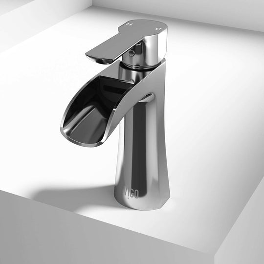 Matte brushed gold Paloma single handle single hole bathroom faucet with waterfall spout and ergonomic handle