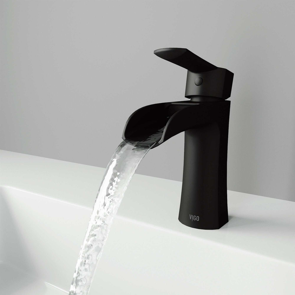 VIGO Paloma Single Hole Bathroom Faucet in Matte Brushed Gold with waterfall spout and single handle design