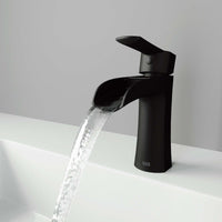 VIGO Paloma Single Hole Bathroom Faucet in Matte Brushed Gold with waterfall spout and single handle design
