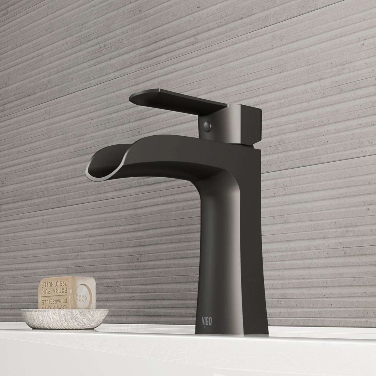 VIGO Paloma Single Handle Single Hole Bathroom Faucet in Matte Brushed Gold with waterfall spout and ergonomic design