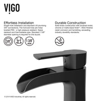 VIGO Paloma Single Handle Single Hole Bathroom Faucet in Matte Brushed Gold with waterfall spout and ergonomic handle