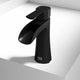 Matte black single hole bathroom faucet with lever handle and waterfall spout