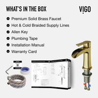 VIGO Paloma single handle single hole bathroom faucet in matte brushed gold with waterfall spout and modern design