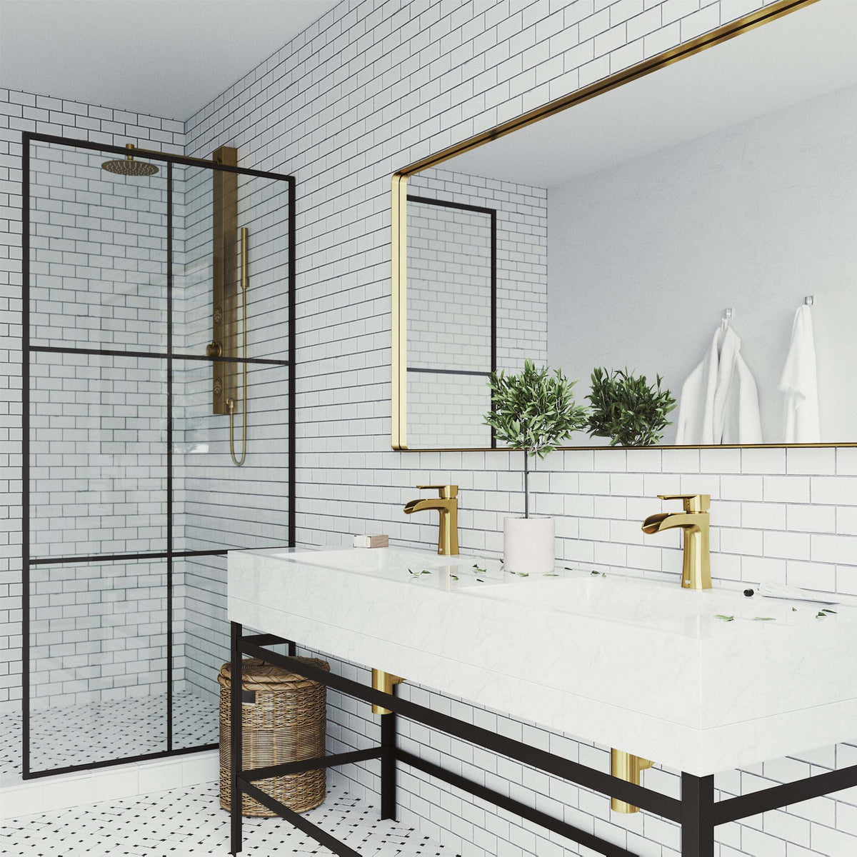 VIGO Paloma single handle single hole bathroom faucet in matte brushed gold with waterfall spout and ergonomic handle