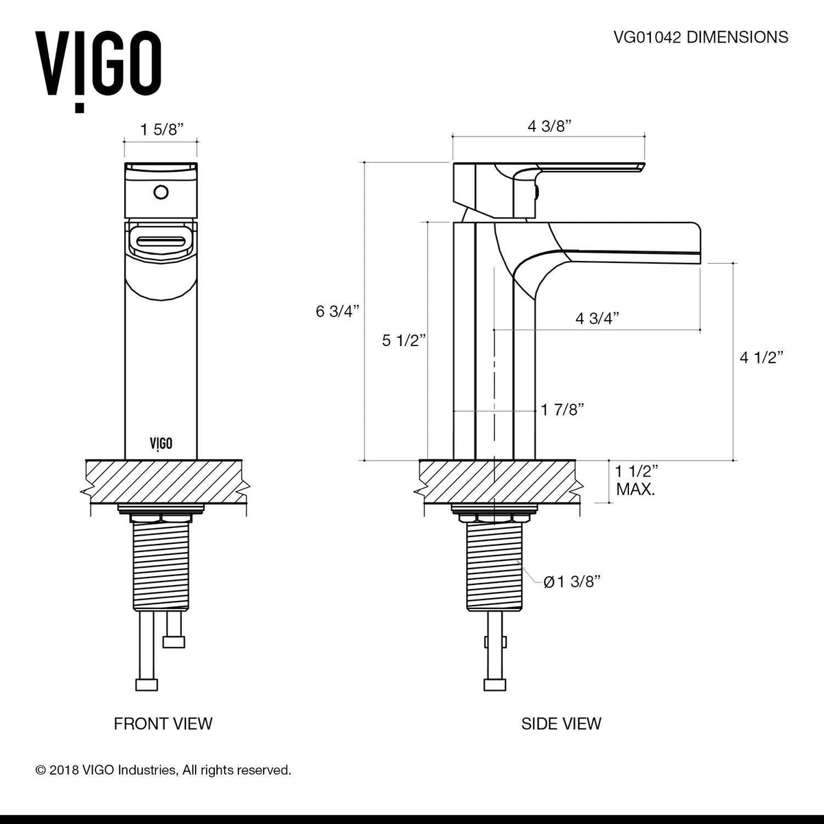 Deck mounted single hole faucet featuring hot cold indicators and low flow