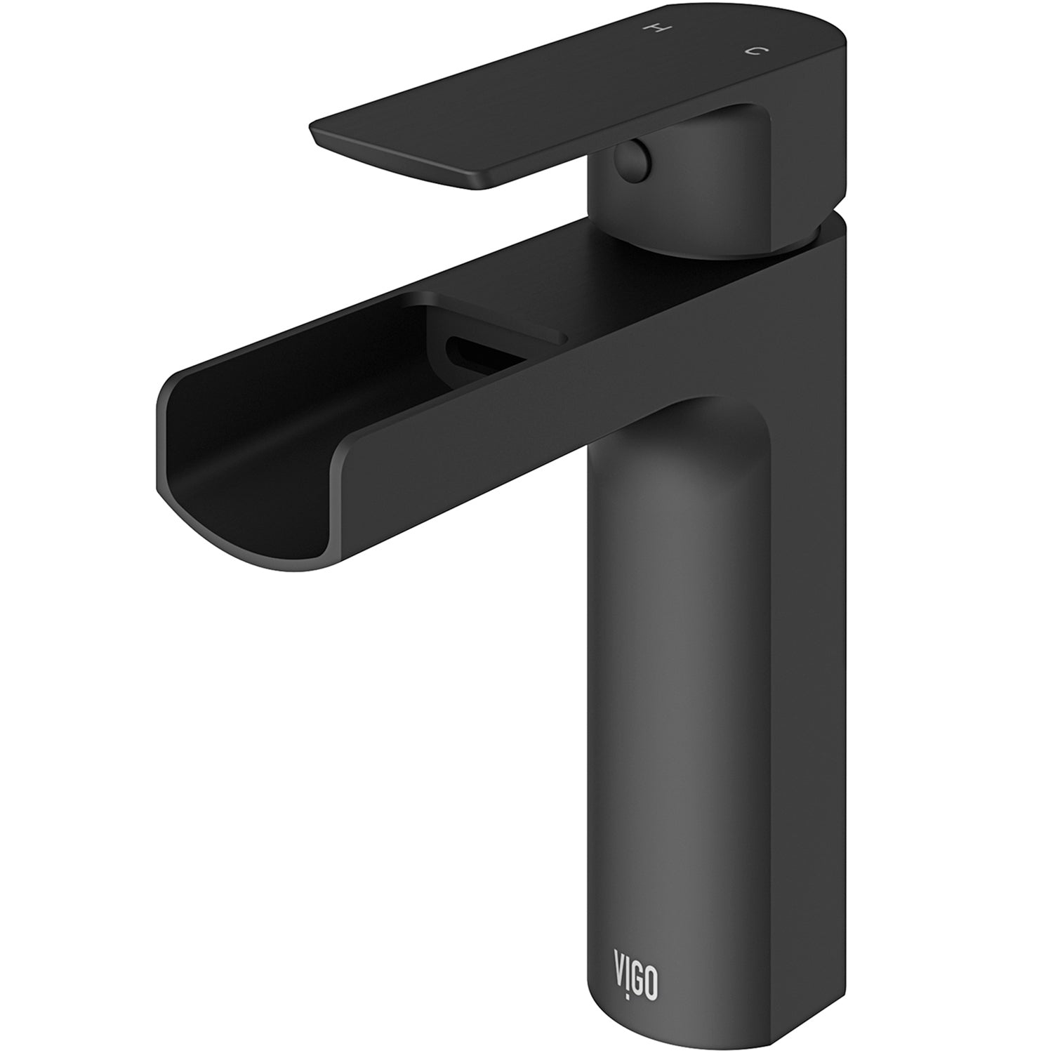 Brass construction waterfall faucet in matte black finish for contemporary bathrooms