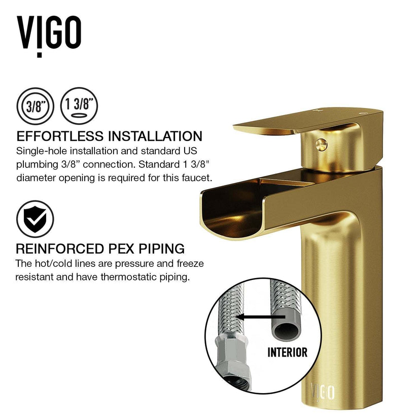 Waterfall faucet with included handles and supply lines for single hole mounting