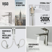 Ceramic disc valve faucet in brushed nickel with hot/cold indicators
