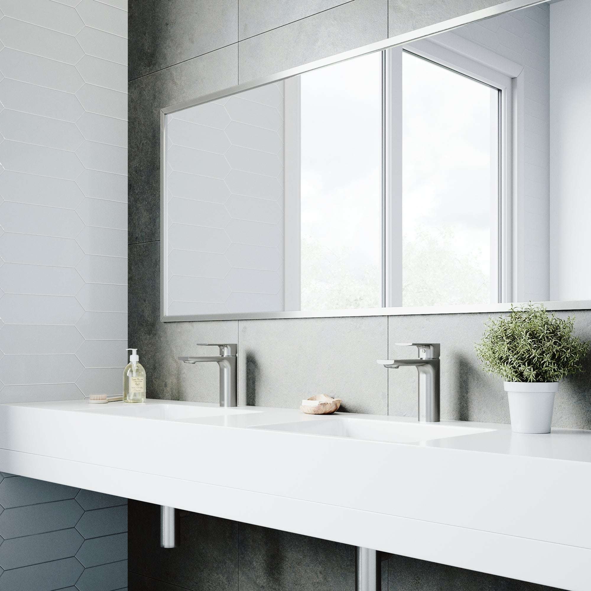 Contemporary single hole faucet featuring ceramic disc technology