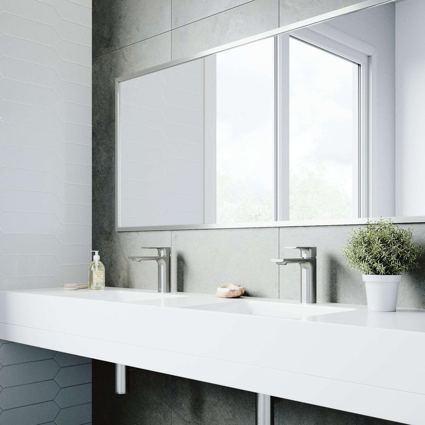 Contemporary single hole faucet featuring ceramic disc technology