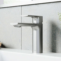 Brushed nickel faucet with NPSM threads and compression connection