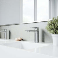 Brass bathroom faucet with lever handle and low lead certification