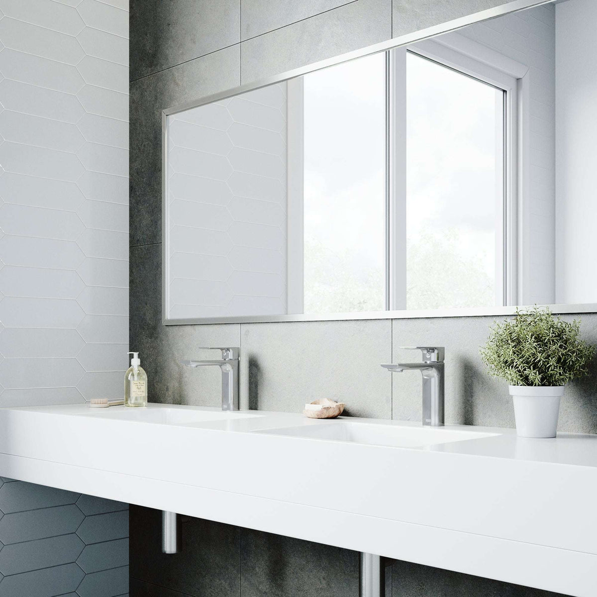 Contemporary single hole faucet featuring ceramic disc technology