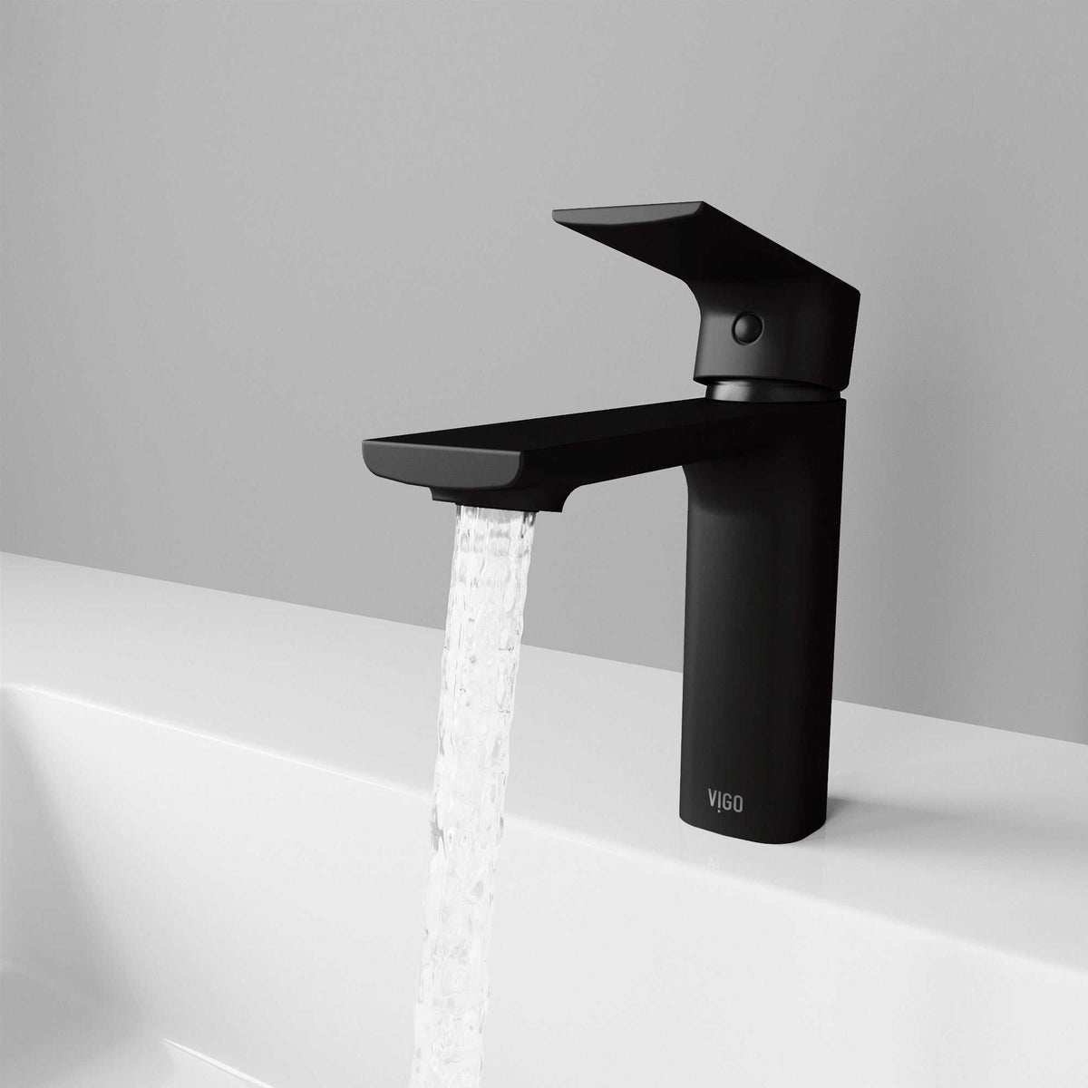 Low flow brass faucet with lever handle and matte black finish