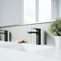 Brass bathroom faucet with lever handle and low lead certification