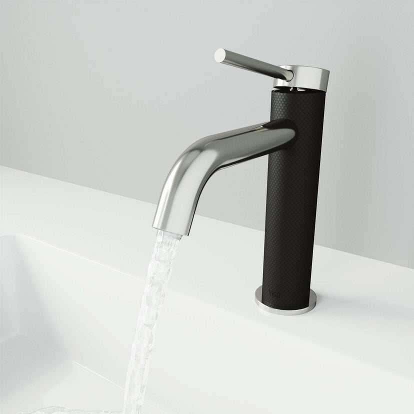Brass construction bathroom faucet with corrosion resistant finish and waterfall spout
