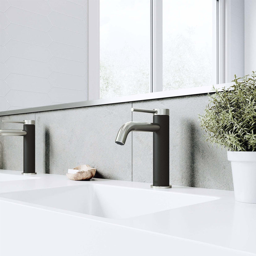 Single hole faucet with included mounting hardware and hot/cold indicators