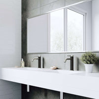 High arc spout faucet in brushed nickel with drip free ceramic disc cartridge