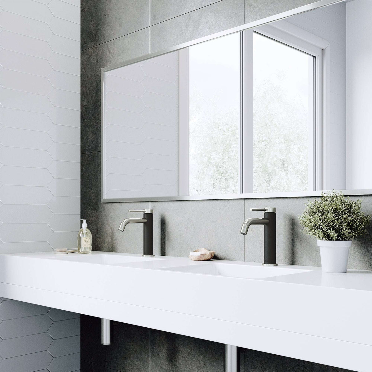High arc spout faucet in brushed nickel with drip free ceramic disc cartridge