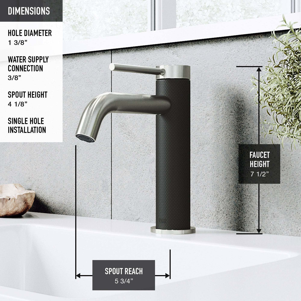 Contemporary style bathroom faucet with compression connection and low lead material