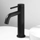 Matte black Madison bathroom faucet with carbon fiber texture and single-hole, 8-inch design