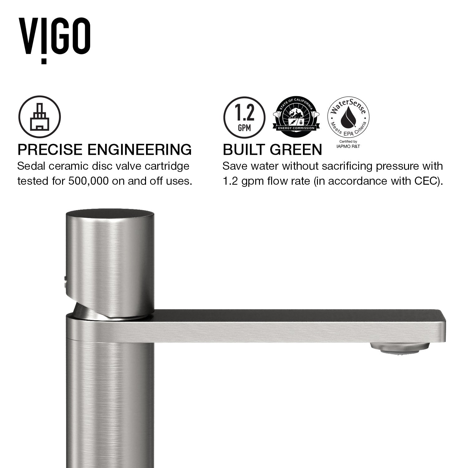 Ceramic disc valve faucet in brushed nickel with easy installation features