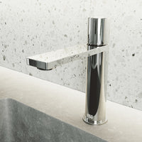 Chrome single hole bathroom faucet with high arc spout and lever handle