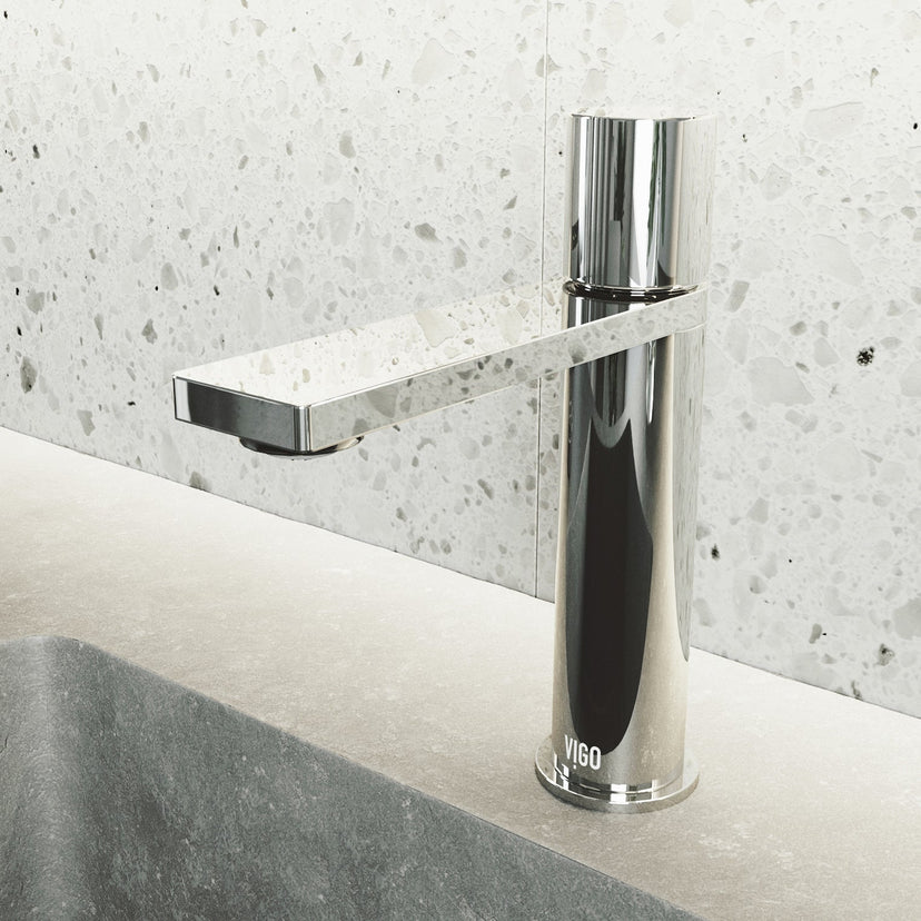 Chrome single hole bathroom faucet with high arc spout and lever handle