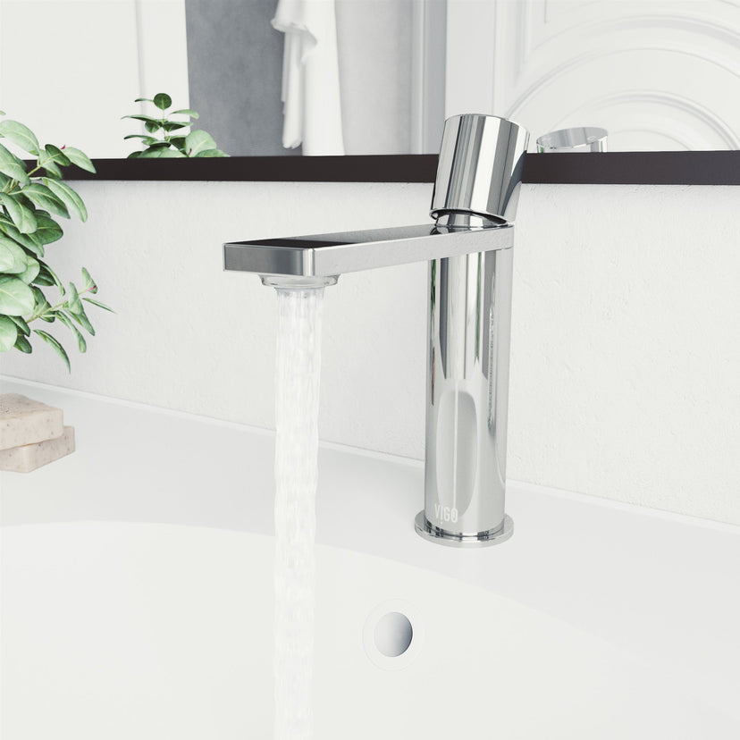 Brass bathroom faucet in chrome finish with included mounting hardware