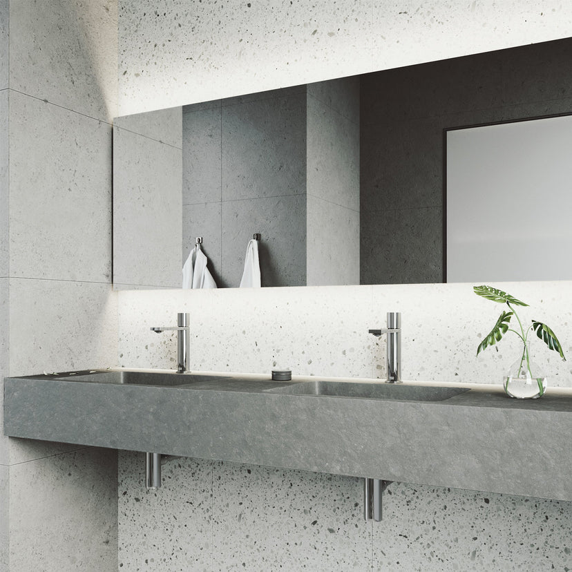 Lever handle bathroom faucet with drip-free ceramic disc cartridge
