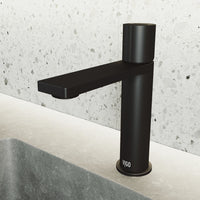 Matte Black single hole bathroom faucet with high arc spout and lever handle
